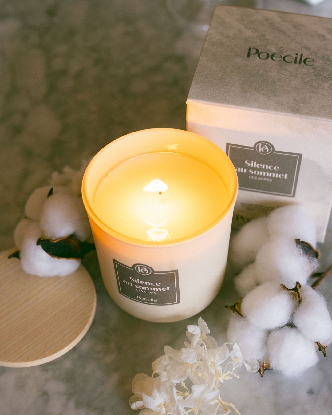 POECILE nouveauté bougie parfumée silence au sommet 190g