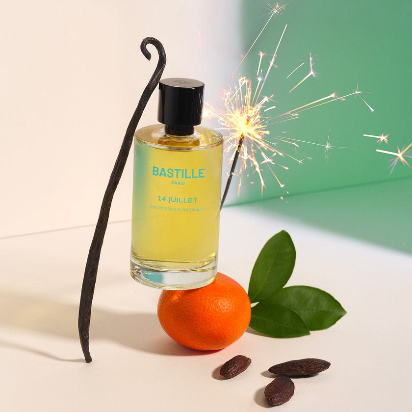 Eau de Parfum Naturelle 14 Juillet de la marque Bastille Paris format 50ml. Famille olfactive Ambre Fumé