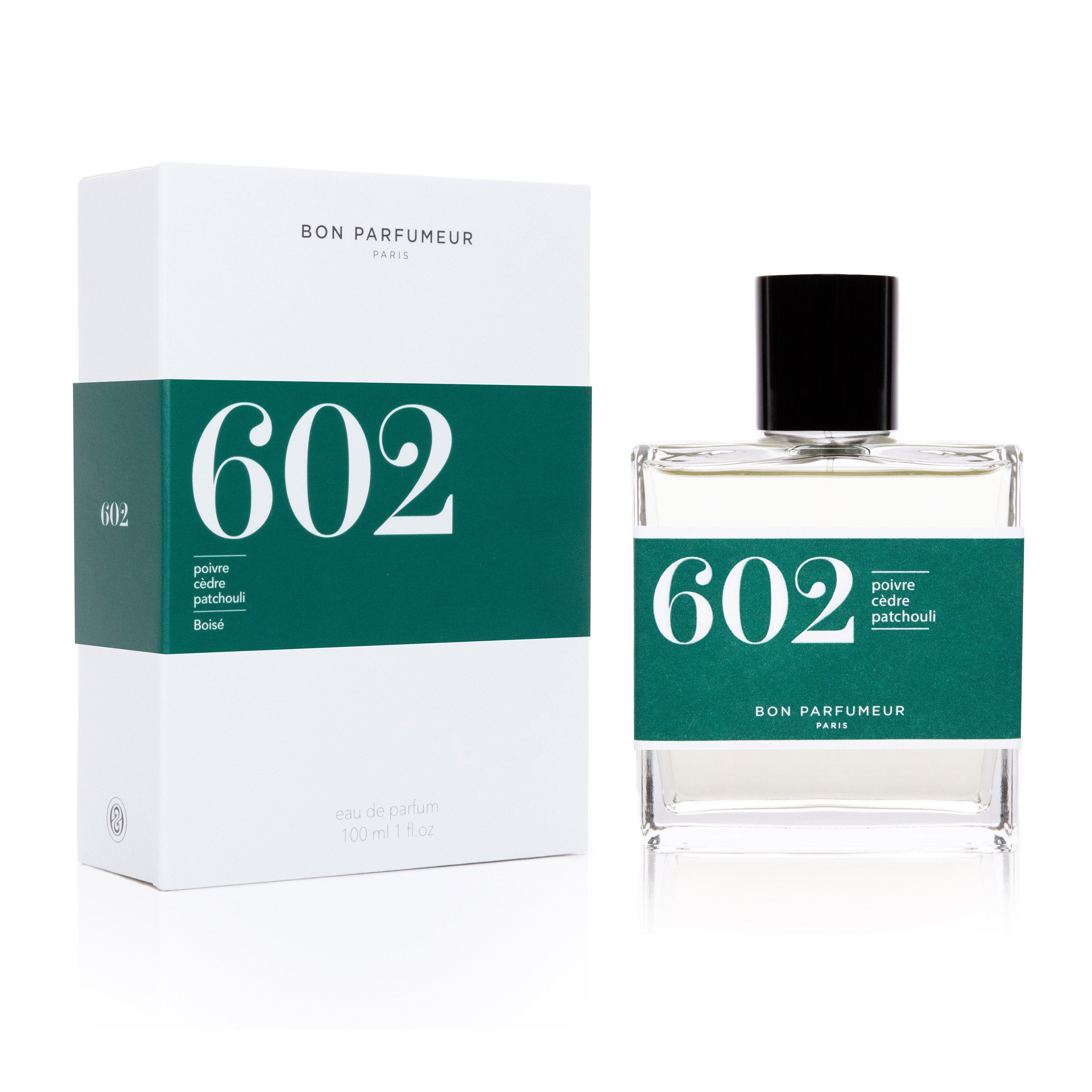 Bon Parfumeur - Collection Boisé Eau de Parfum 602 poivre, cèdre et patchouli. Existe en 30ml et 100ml.