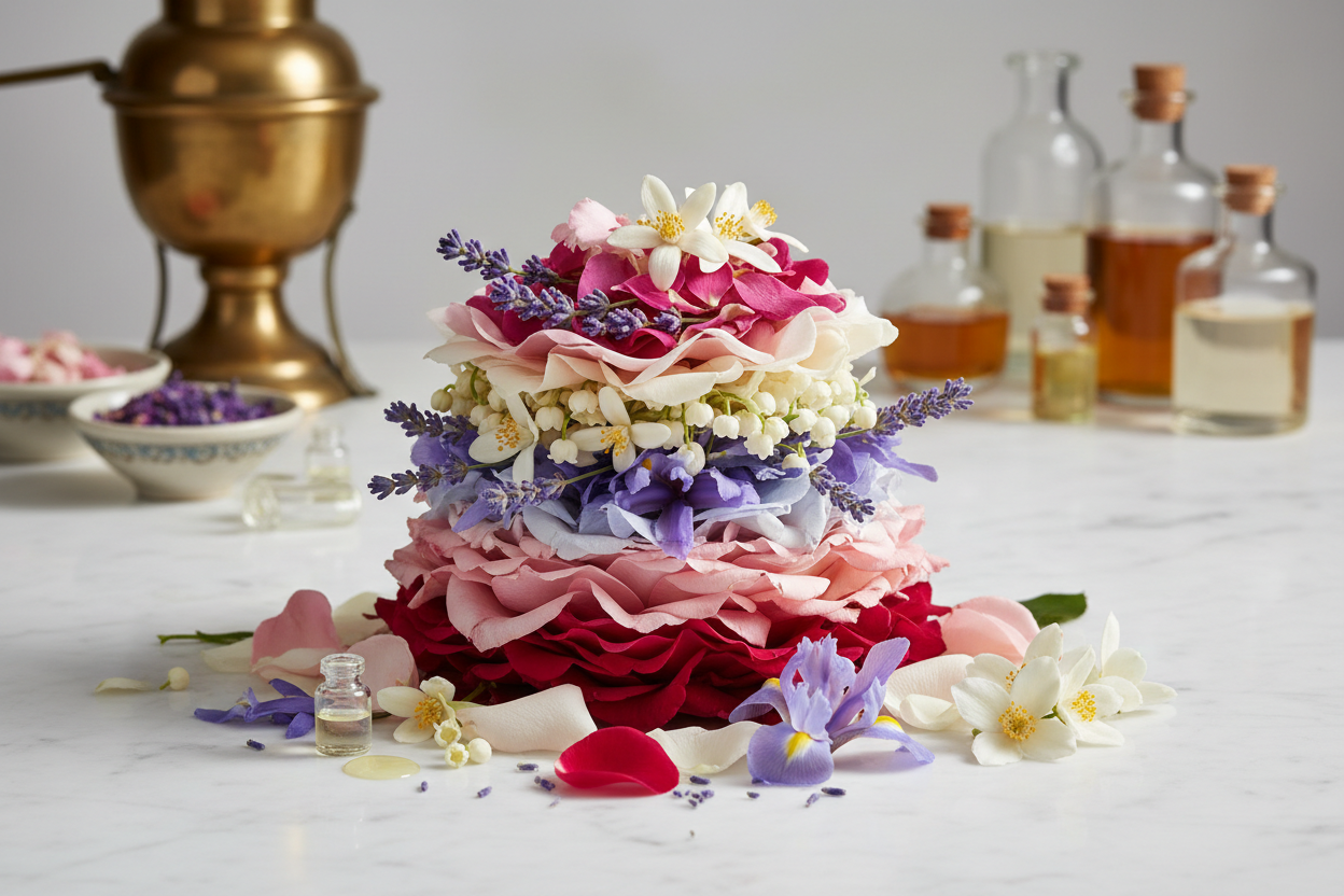 Un parfum floral est une fragrance lumineuse et élégante, dominée par des notes de fleurs fraîches ou délicatement poudrées.