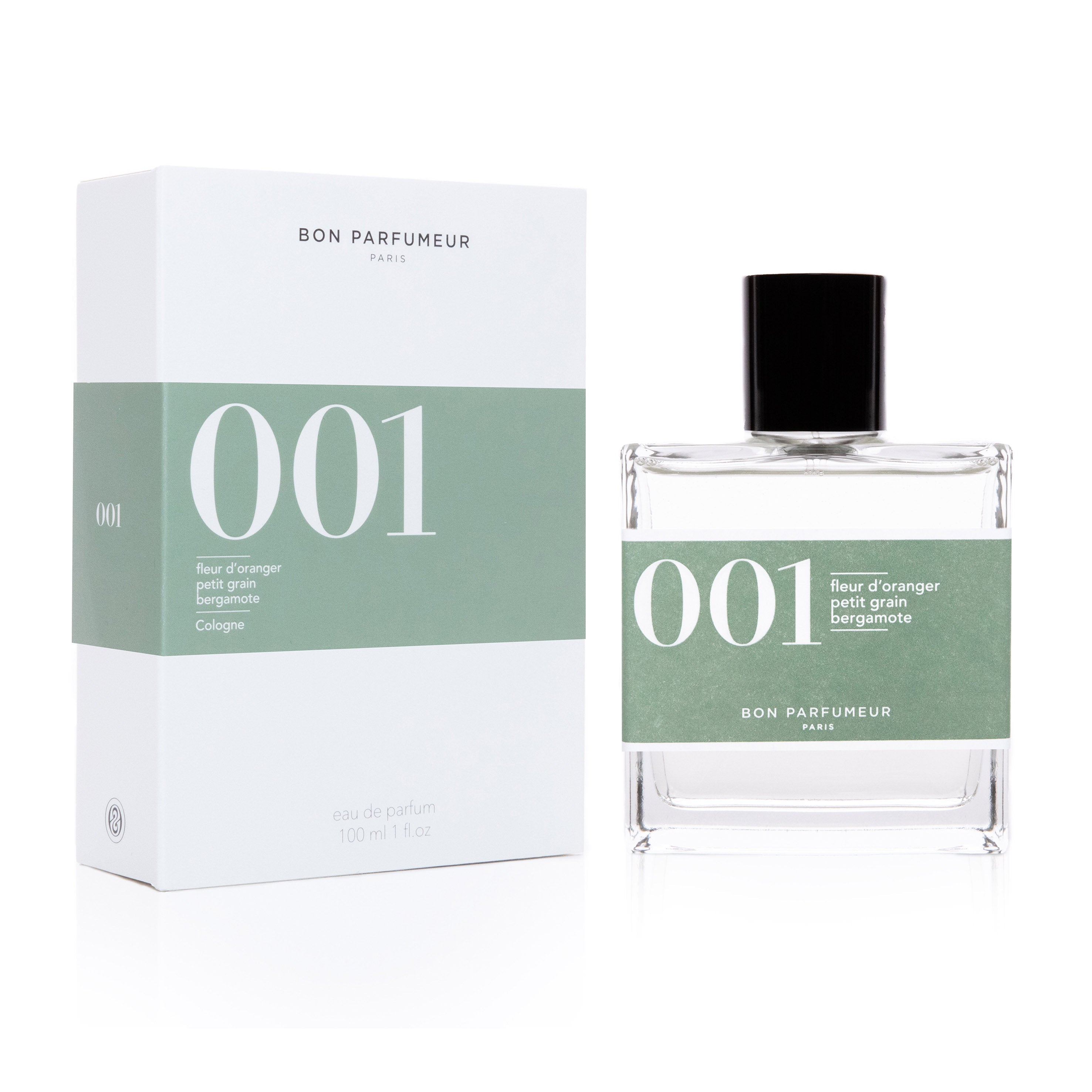 Bon Parfumeur - Collection Cologne Eau de Parfum 001 à la fleur d'oranger, petit grain et bergamote. Existe en 30ml et 100ml.